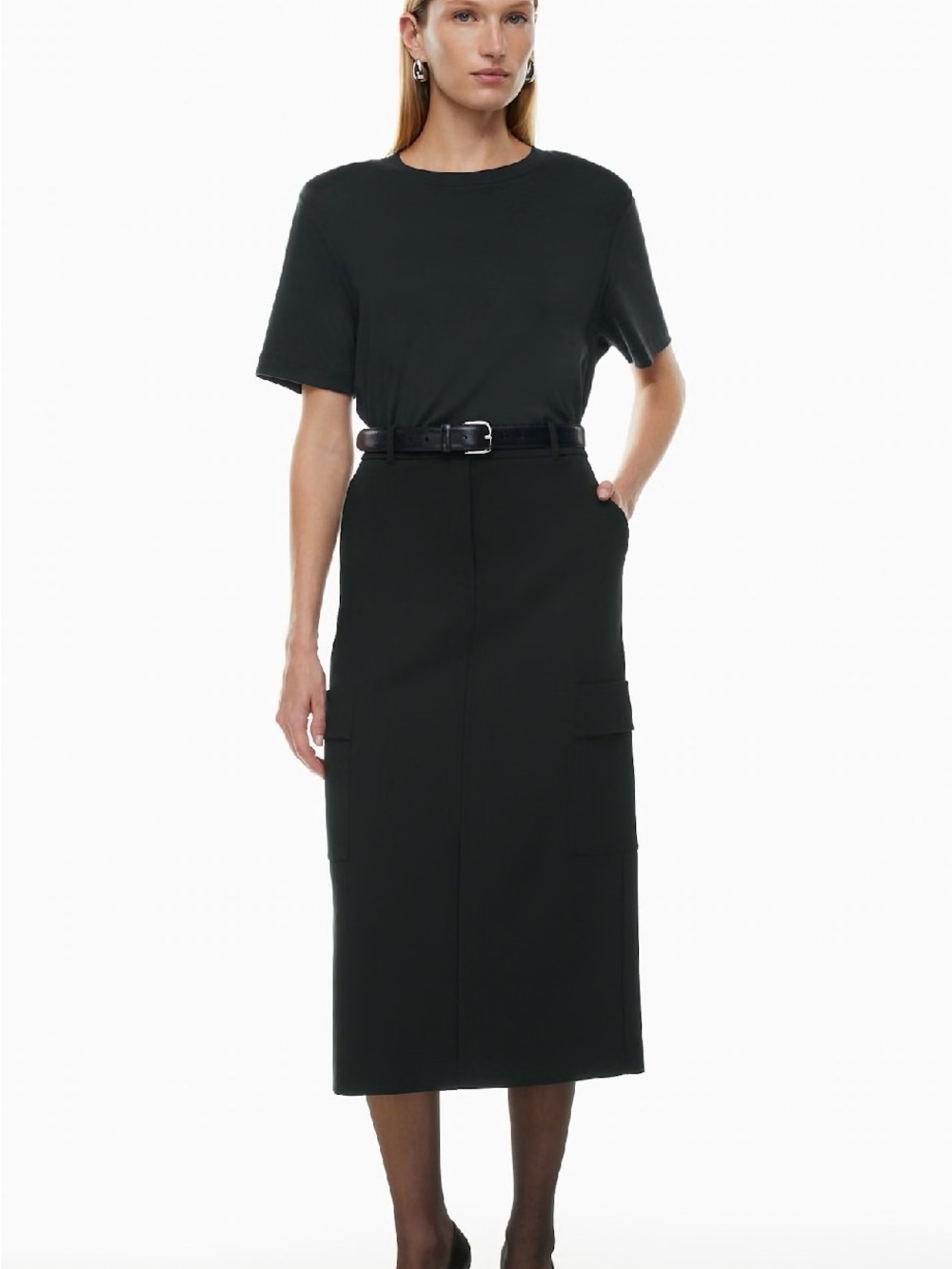 Aritzia Babaton Observer Cargo Skirt Black Maxi Size 00